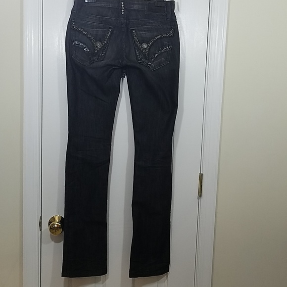 Robin's Jean's Straight Leg Studded Flap Pocket Black Size 26 - Picture 4 of 7